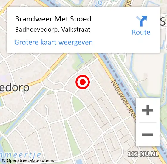 Locatie op kaart van de 112 melding: Brandweer Met Spoed Naar Badhoevedorp, Valkstraat op 25 september 2024 12:15