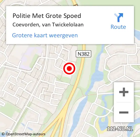 Locatie op kaart van de 112 melding: Politie Met Grote Spoed Naar Coevorden, van Twickelolaan op 25 september 2024 12:34