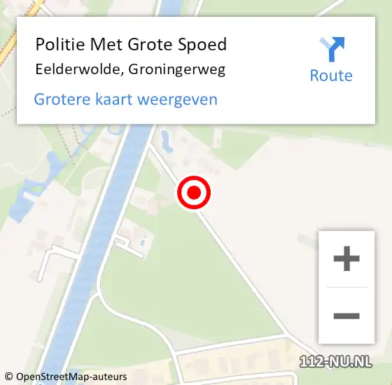 Locatie op kaart van de 112 melding: Politie Met Grote Spoed Naar Eelderwolde, Groningerweg op 25 september 2024 12:40