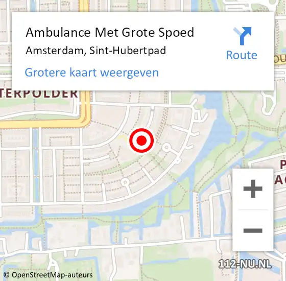 Locatie op kaart van de 112 melding: Ambulance Met Grote Spoed Naar Amsterdam, Sint-Hubertpad op 25 september 2024 12:43