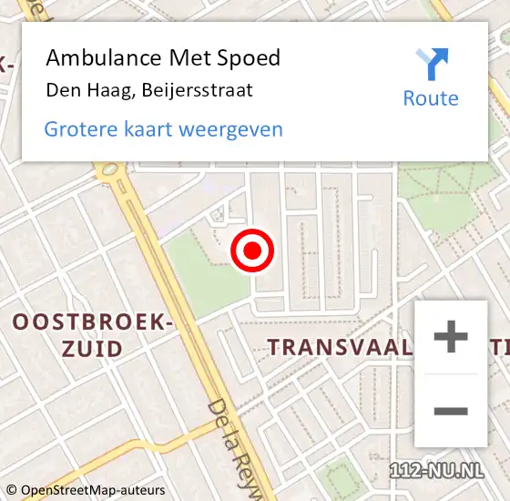 Locatie op kaart van de 112 melding: Ambulance Met Spoed Naar Den Haag, Beijersstraat op 25 september 2024 12:47