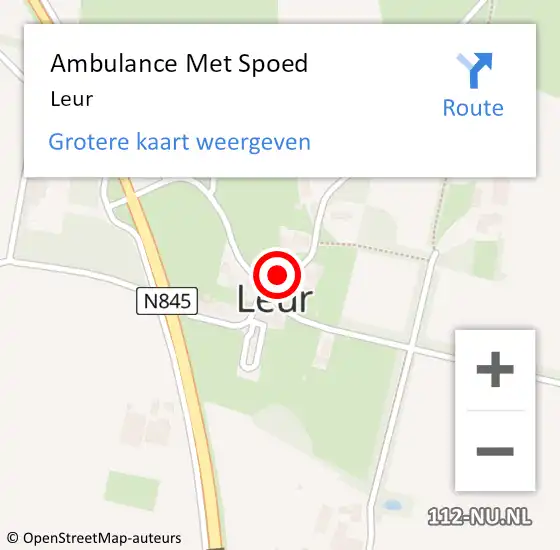 Locatie op kaart van de 112 melding: Ambulance Met Spoed Naar Leur op 25 september 2024 12:48