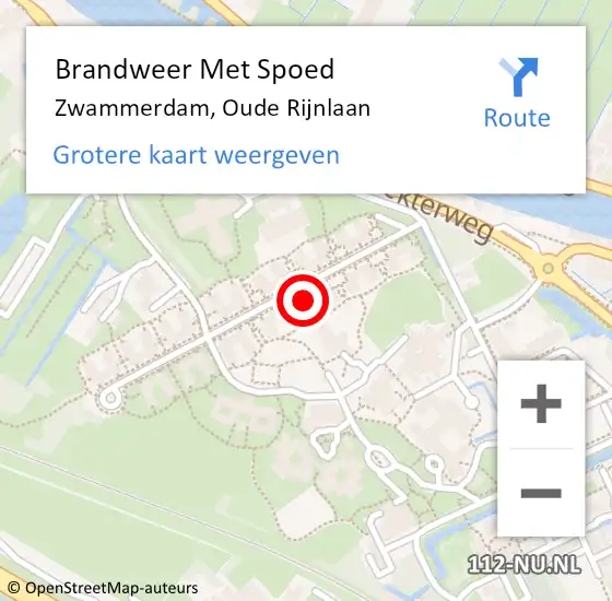 Locatie op kaart van de 112 melding: Brandweer Met Spoed Naar Zwammerdam, Oude Rijnlaan op 25 september 2024 13:05