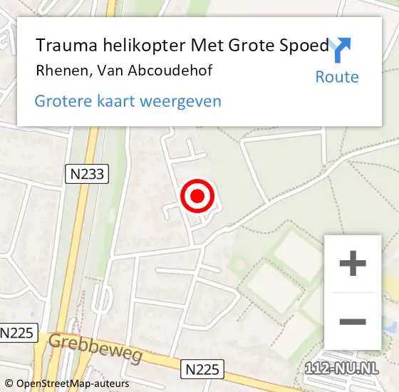 Locatie op kaart van de 112 melding: Trauma helikopter Met Grote Spoed Naar Rhenen, Van Abcoudehof op 25 september 2024 13:27