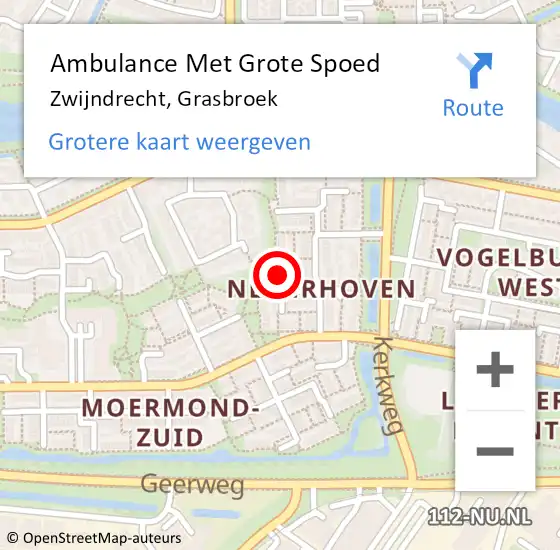 Locatie op kaart van de 112 melding: Ambulance Met Grote Spoed Naar Zwijndrecht, Grasbroek op 25 september 2024 13:29