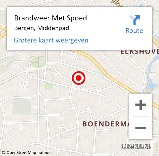 Locatie op kaart van de 112 melding: Brandweer Met Spoed Naar Bergen, Middenpad op 25 september 2024 13:29