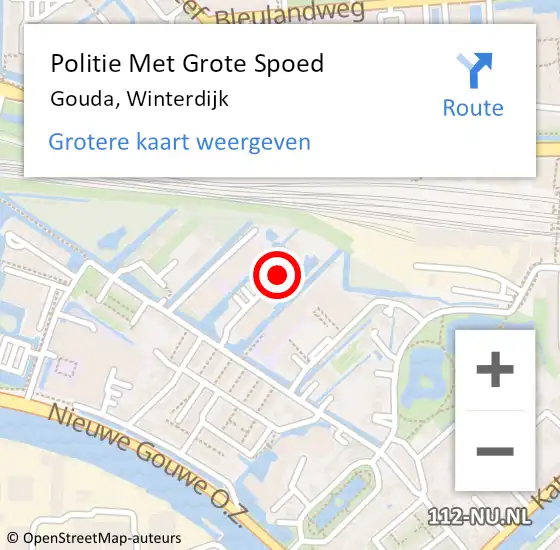 Locatie op kaart van de 112 melding: Politie Met Grote Spoed Naar Gouda, Winterdijk op 25 september 2024 13:31