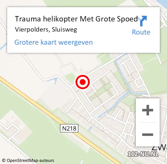 Locatie op kaart van de 112 melding: Trauma helikopter Met Grote Spoed Naar Vierpolders, Sluisweg op 25 september 2024 13:37