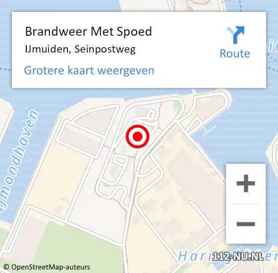 Locatie op kaart van de 112 melding: Brandweer Met Spoed Naar IJmuiden, Seinpostweg op 25 september 2024 14:10