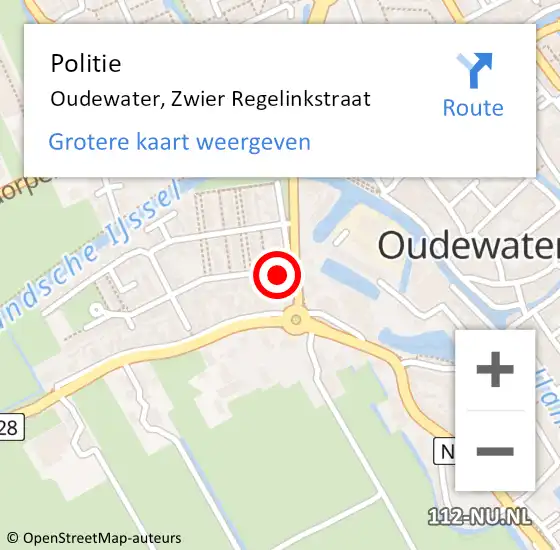 Locatie op kaart van de 112 melding: Politie Oudewater, Zwier Regelinkstraat op 25 september 2024 14:24