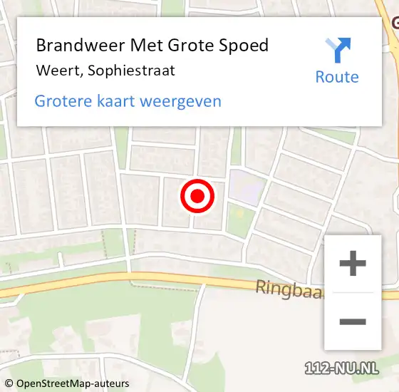 Locatie op kaart van de 112 melding: Brandweer Met Grote Spoed Naar Weert, Sophiestraat op 25 september 2024 14:26