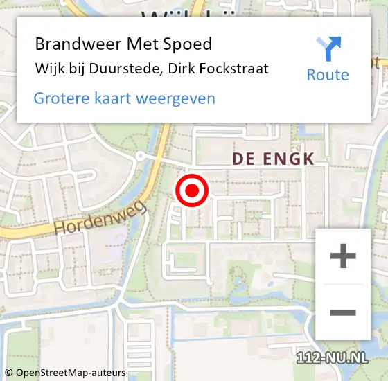 Locatie op kaart van de 112 melding: Brandweer Met Spoed Naar Wijk bij Duurstede, Dirk Fockstraat op 25 september 2024 14:38