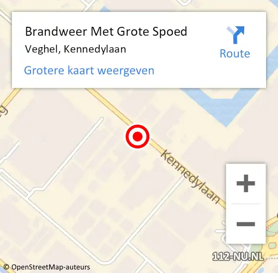 Locatie op kaart van de 112 melding: Brandweer Met Grote Spoed Naar Veghel, Kennedylaan op 25 september 2024 15:09