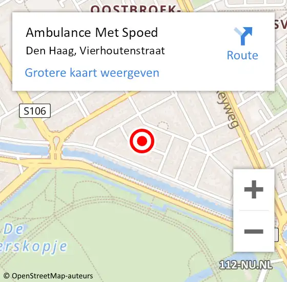 Locatie op kaart van de 112 melding: Ambulance Met Spoed Naar Den Haag, Vierhoutenstraat op 25 september 2024 15:15