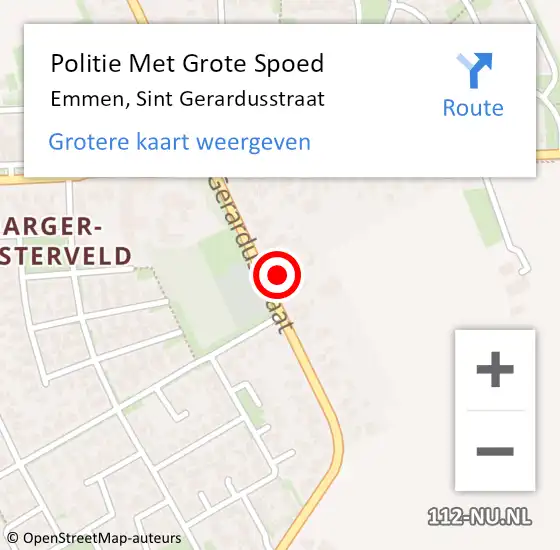 Locatie op kaart van de 112 melding: Politie Met Grote Spoed Naar Emmen, Sint Gerardusstraat op 25 september 2024 15:16