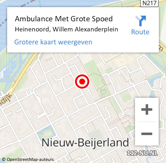 Locatie op kaart van de 112 melding: Ambulance Met Grote Spoed Naar Heinenoord, Willem Alexanderplein op 25 september 2024 15:18