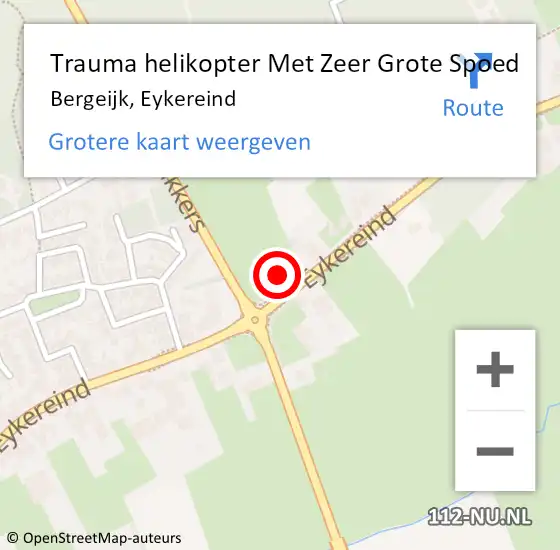 Locatie op kaart van de 112 melding: Trauma helikopter Met Zeer Grote Spoed Naar Bergeijk, Eykereind op 25 september 2024 16:20