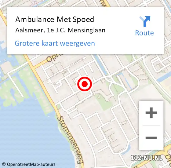 Locatie op kaart van de 112 melding: Ambulance Met Spoed Naar Aalsmeer, 1e J.C. Mensinglaan op 25 september 2024 16:24