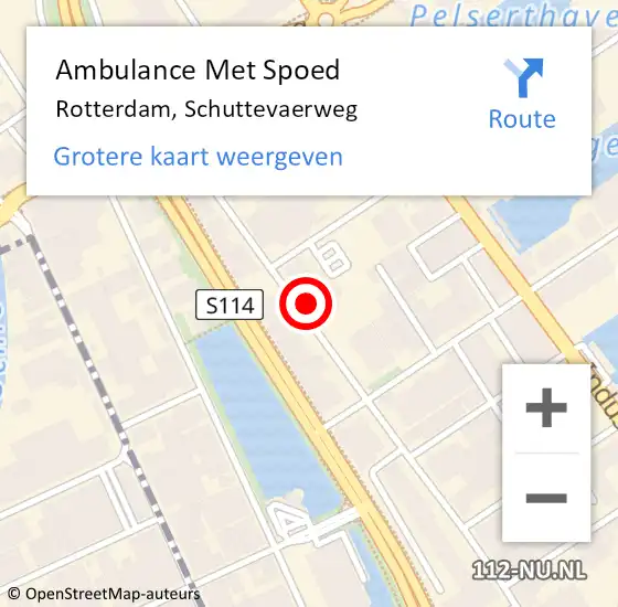 Locatie op kaart van de 112 melding: Ambulance Met Spoed Naar Rotterdam, Schuttevaerweg op 25 september 2024 16:26