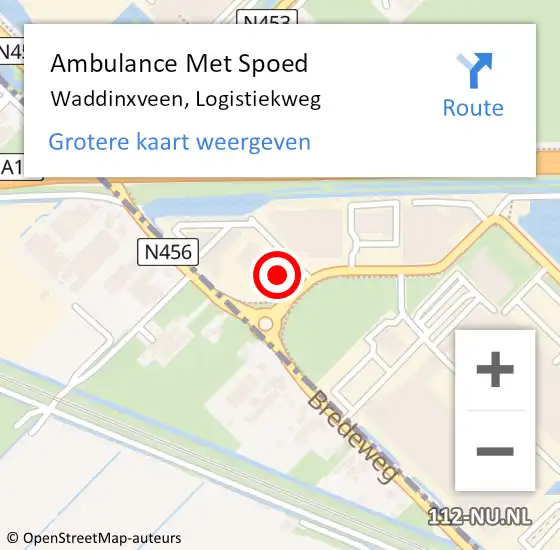 Locatie op kaart van de 112 melding: Ambulance Met Spoed Naar Waddinxveen, Logistiekweg op 25 september 2024 16:30