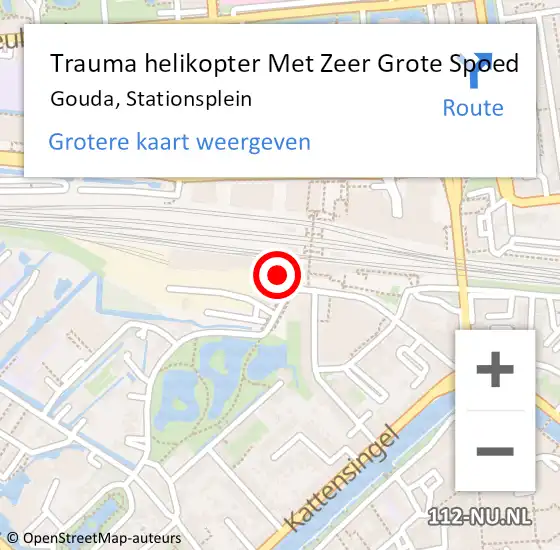 Locatie op kaart van de 112 melding: Trauma helikopter Met Zeer Grote Spoed Naar Gouda, Stationsplein op 25 september 2024 16:38