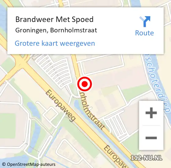 Locatie op kaart van de 112 melding: Brandweer Met Spoed Naar Groningen, Bornholmstraat op 25 september 2024 17:15