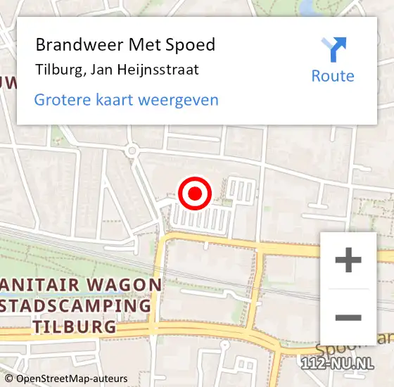 Locatie op kaart van de 112 melding: Brandweer Met Spoed Naar Tilburg, Jan Heijnsstraat op 25 september 2024 17:24