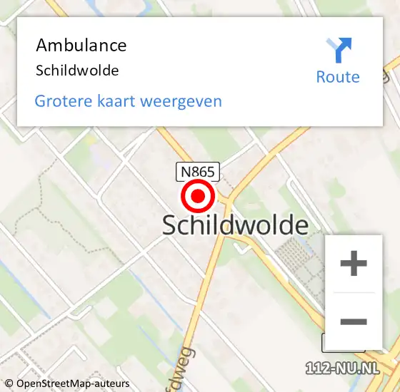 Locatie op kaart van de 112 melding: Ambulance Schildwolde op 25 september 2024 17:39