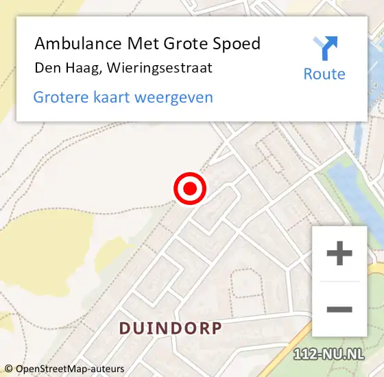 Locatie op kaart van de 112 melding: Ambulance Met Grote Spoed Naar Den Haag, Wieringsestraat op 25 september 2024 17:59