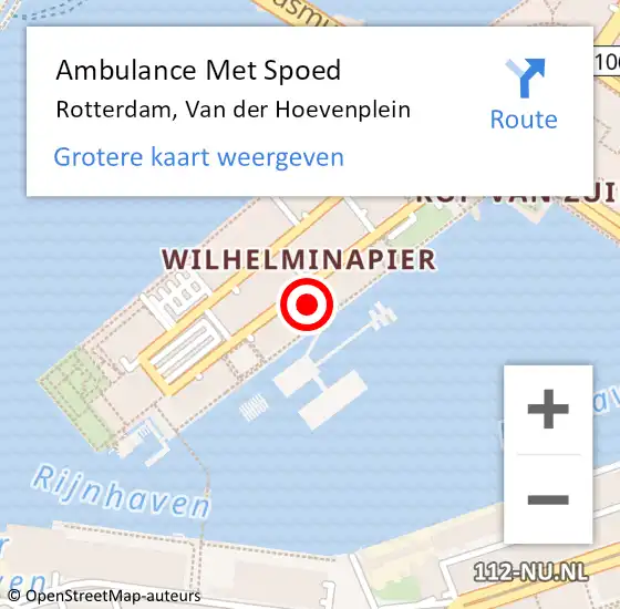 Locatie op kaart van de 112 melding: Ambulance Met Spoed Naar Rotterdam, Van der Hoevenplein op 25 september 2024 18:00