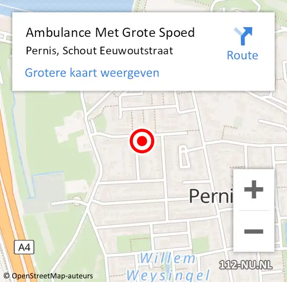 Locatie op kaart van de 112 melding: Ambulance Met Grote Spoed Naar Pernis, Schout Eeuwoutstraat op 25 september 2024 18:00