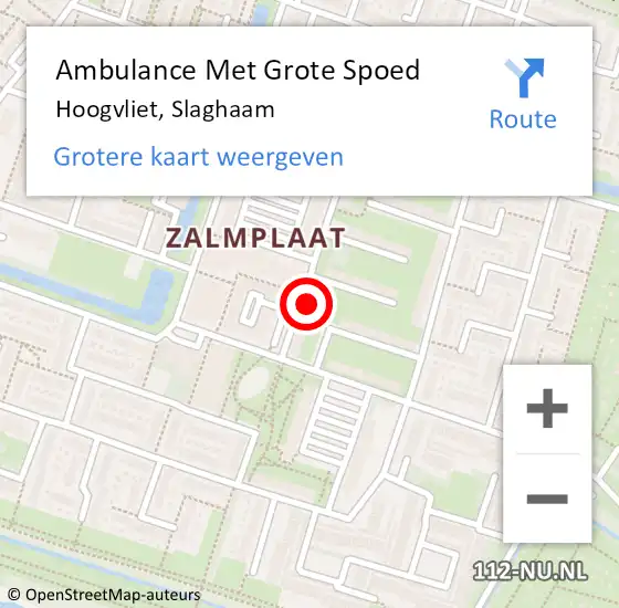 Locatie op kaart van de 112 melding: Ambulance Met Grote Spoed Naar Hoogvliet, Slaghaam op 25 september 2024 18:07