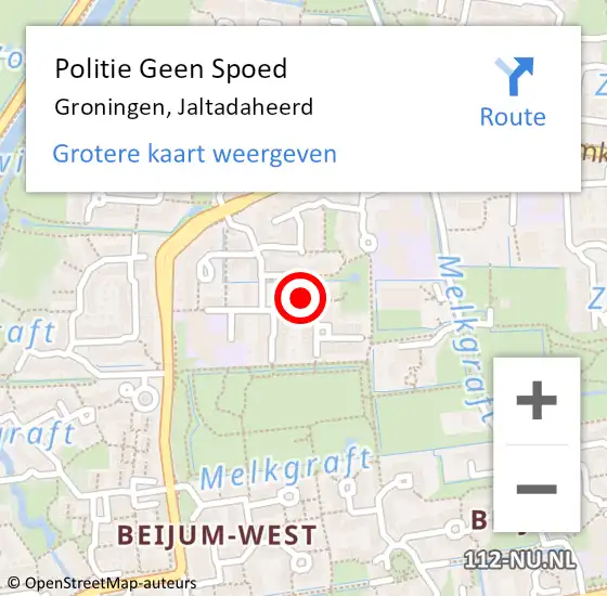 Locatie op kaart van de 112 melding: Politie Geen Spoed Naar Groningen, Jaltadaheerd op 25 september 2024 18:08