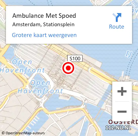 Locatie op kaart van de 112 melding: Ambulance Met Spoed Naar Amsterdam, Stationsplein op 25 september 2024 18:11