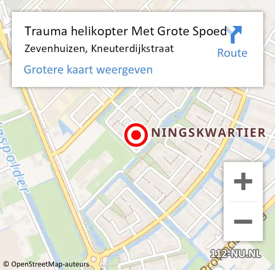 Locatie op kaart van de 112 melding: Trauma helikopter Met Grote Spoed Naar Zevenhuizen, Kneuterdijkstraat op 25 september 2024 18:15