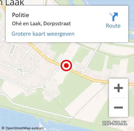 Locatie op kaart van de 112 melding: Politie Ohé en Laak, Dorpsstraat op 25 september 2024 18:35