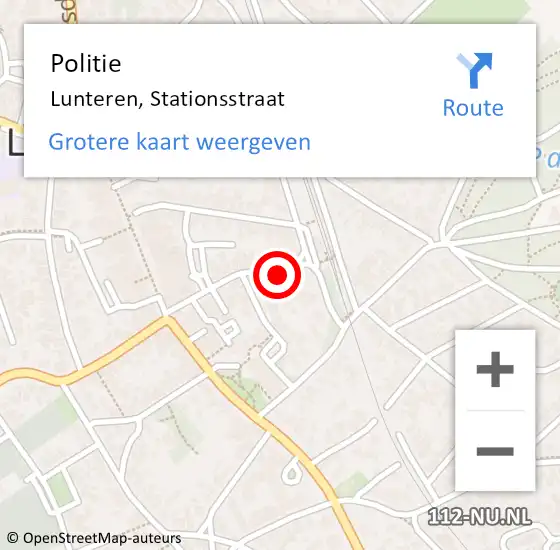 Locatie op kaart van de 112 melding: Politie Lunteren, Stationsstraat op 25 september 2024 18:41