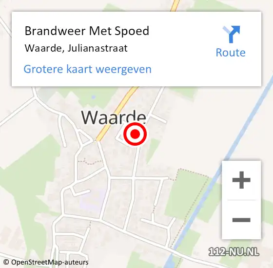 Locatie op kaart van de 112 melding: Brandweer Met Spoed Naar Waarde, Julianastraat op 25 september 2024 18:45