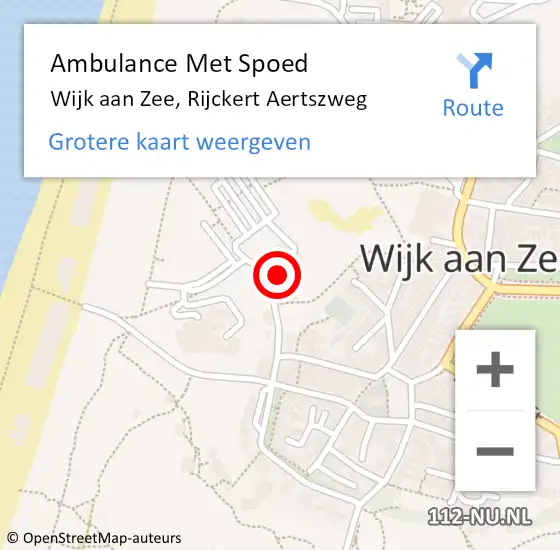 Locatie op kaart van de 112 melding: Ambulance Met Spoed Naar Wijk aan Zee, Rijckert Aertszweg op 25 september 2024 18:45