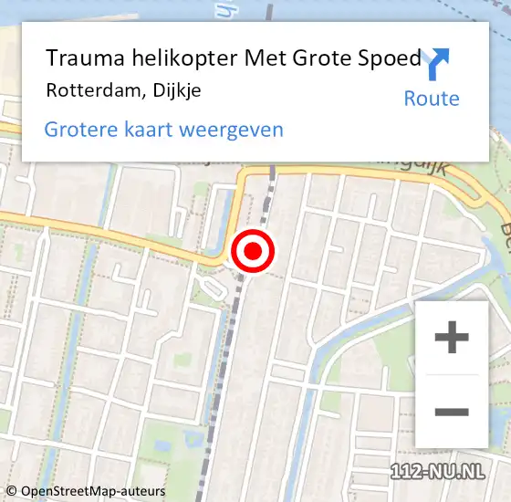 Locatie op kaart van de 112 melding: Trauma helikopter Met Grote Spoed Naar Rotterdam, Dijkje op 25 september 2024 18:49