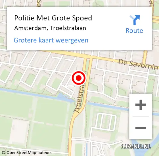 Locatie op kaart van de 112 melding: Politie Met Grote Spoed Naar Amsterdam, Troelstralaan op 25 september 2024 18:59