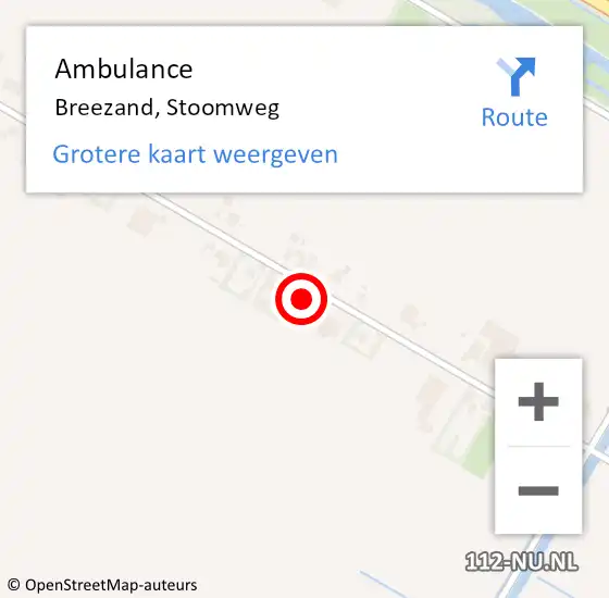 Locatie op kaart van de 112 melding: Ambulance Breezand, Stoomweg op 25 september 2024 19:10