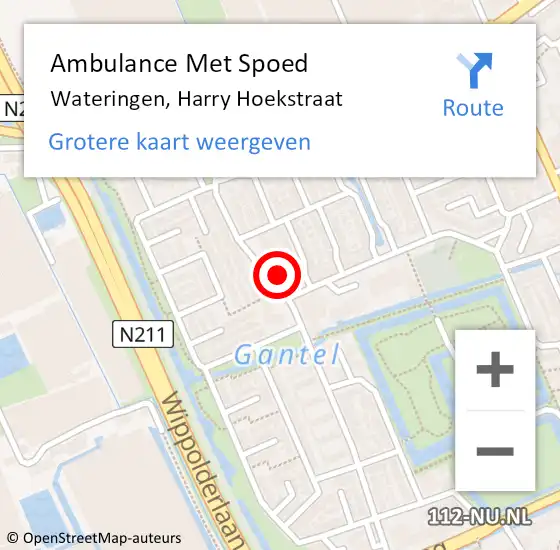 Locatie op kaart van de 112 melding: Ambulance Met Spoed Naar Wateringen, Harry Hoekstraat op 25 september 2024 19:11