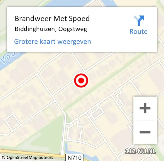 Locatie op kaart van de 112 melding: Brandweer Met Spoed Naar Biddinghuizen, Oogstweg op 25 september 2024 19:17