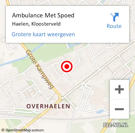 Locatie op kaart van de 112 melding: Ambulance Met Spoed Naar Haelen, Kloosterveld op 25 september 2024 19:37