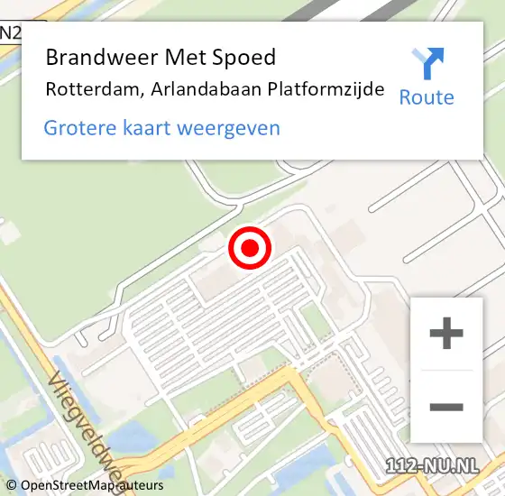 Locatie op kaart van de 112 melding: Brandweer Met Spoed Naar Rotterdam, Arlandabaan Platformzijde op 25 september 2024 19:53