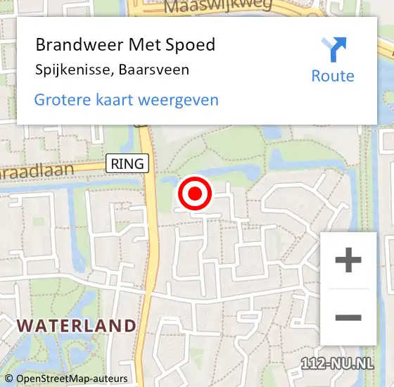 Locatie op kaart van de 112 melding: Brandweer Met Spoed Naar Spijkenisse, Baarsveen op 25 september 2024 19:58