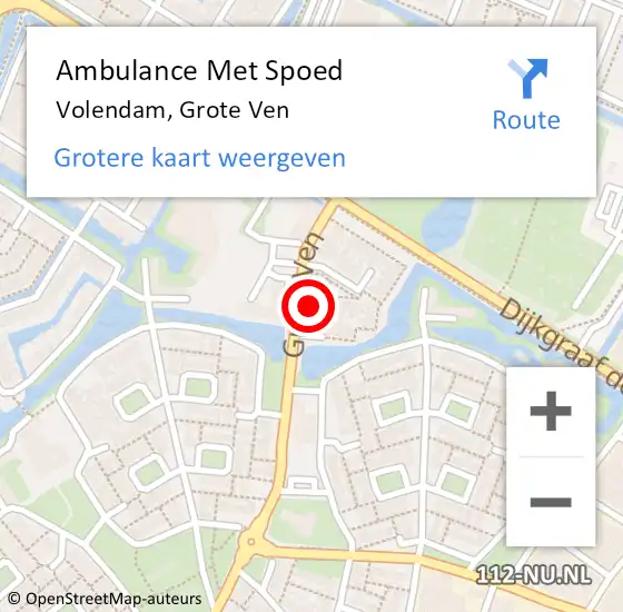 Locatie op kaart van de 112 melding: Ambulance Met Spoed Naar Volendam, Grote Ven op 25 september 2024 20:02