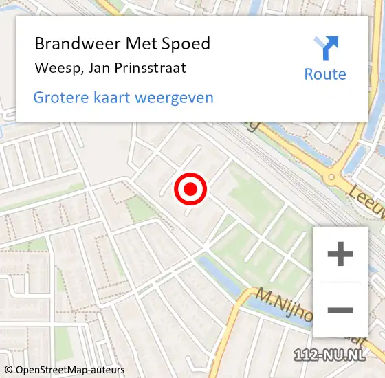 Locatie op kaart van de 112 melding: Brandweer Met Spoed Naar Weesp, Jan Prinsstraat op 25 september 2024 20:03