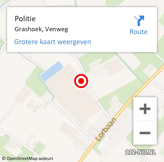 Locatie op kaart van de 112 melding: Politie Grashoek, Venweg op 25 september 2024 21:19